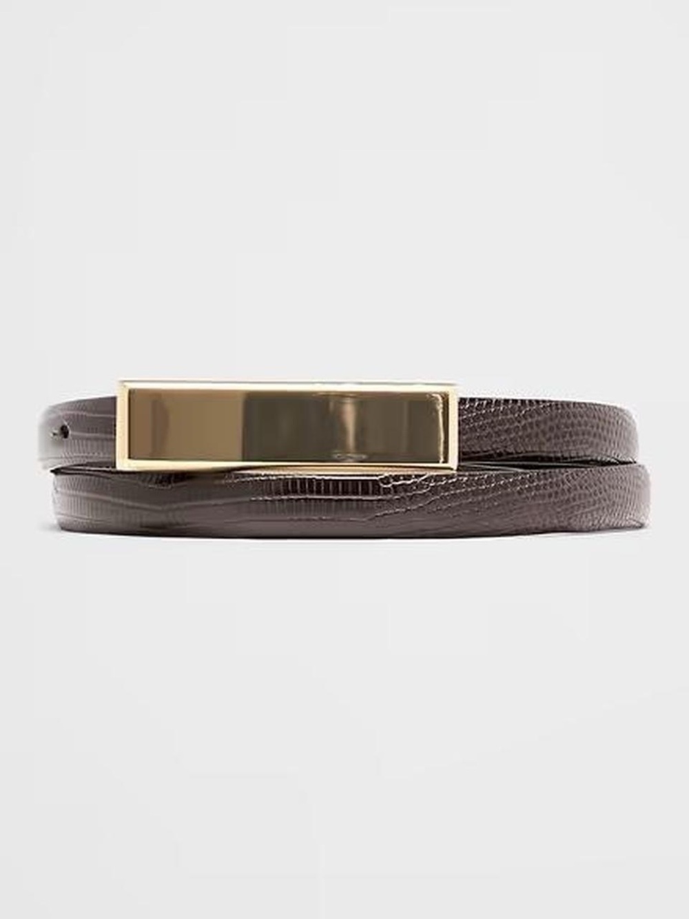 Banana Republic dark Brown Skinny Belt with Gold Bar Buckle